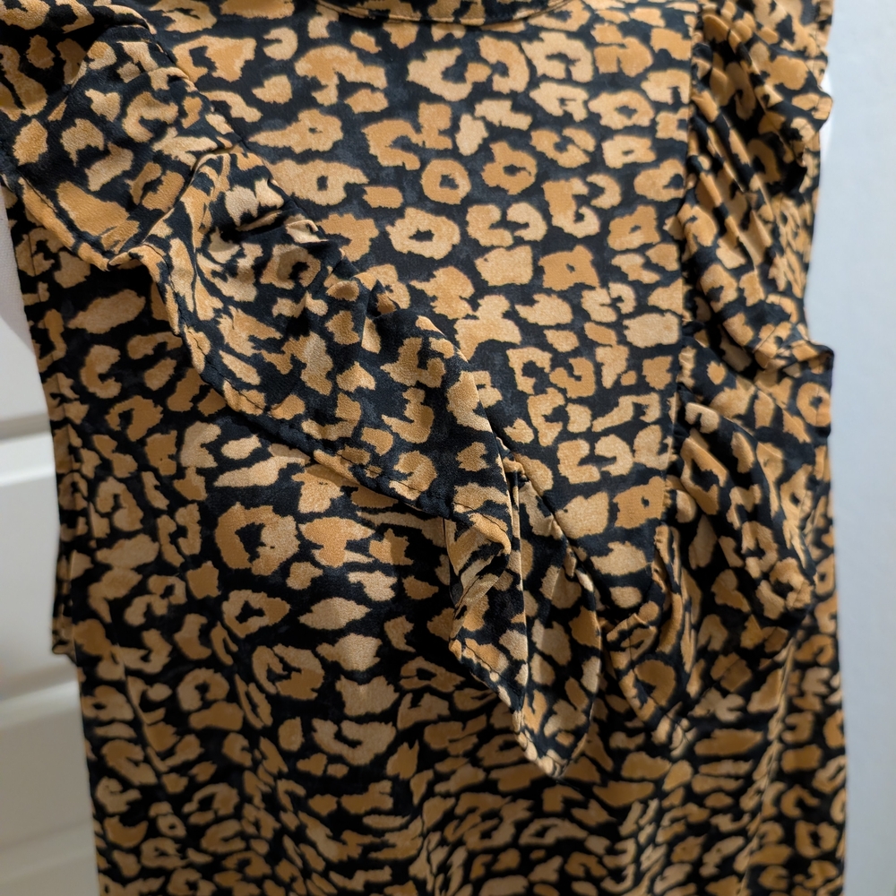 WHO WHAT WEAR Leopard Print Blouse Ruffle Mock Neck Size XXL - Picture 3 of 11